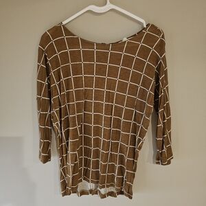 Brown Checkered Women's Top